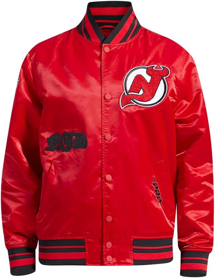 imagePro Standard Mens NHL Old English Satin JacketRedBlack