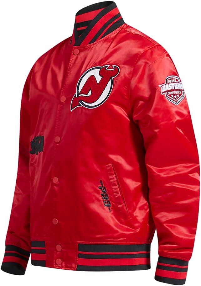 imagePro Standard Mens NHL Old English Satin JacketRedBlack