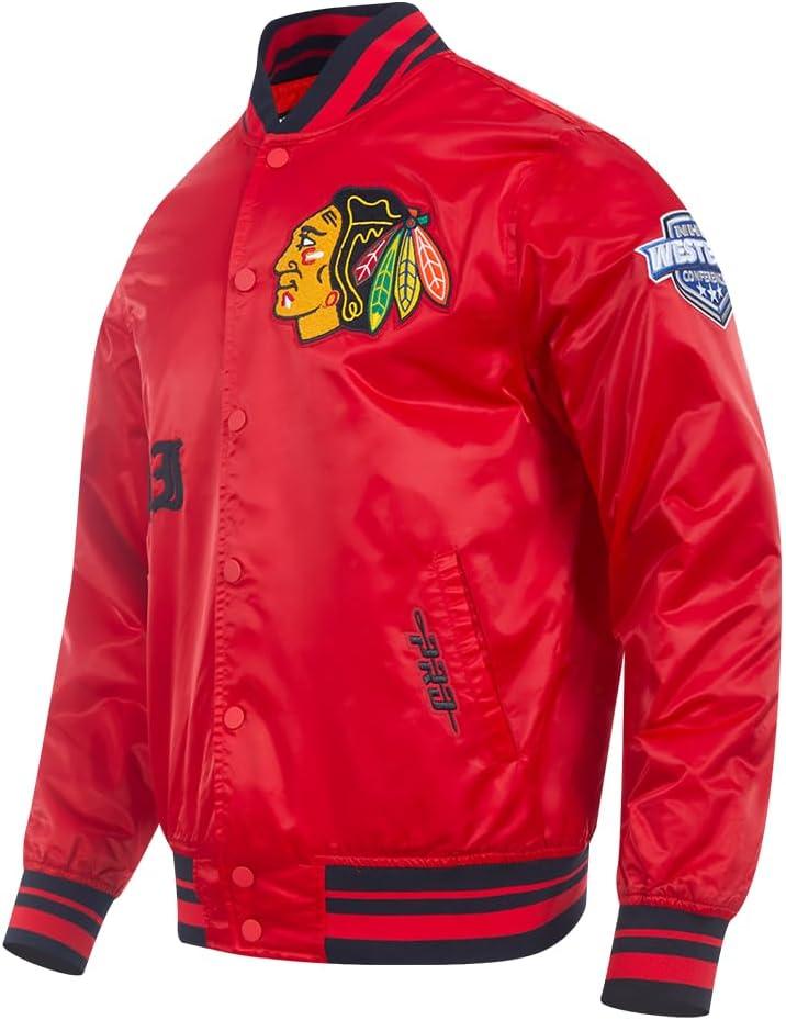 imagePro Standard Mens NHL Old English Satin JacketRedBlack