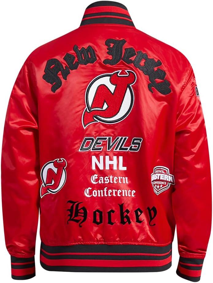 imagePro Standard Mens NHL Old English Satin JacketRedBlack