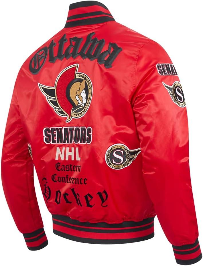imagePro Standard Mens NHL Old English Satin JacketRedBlack