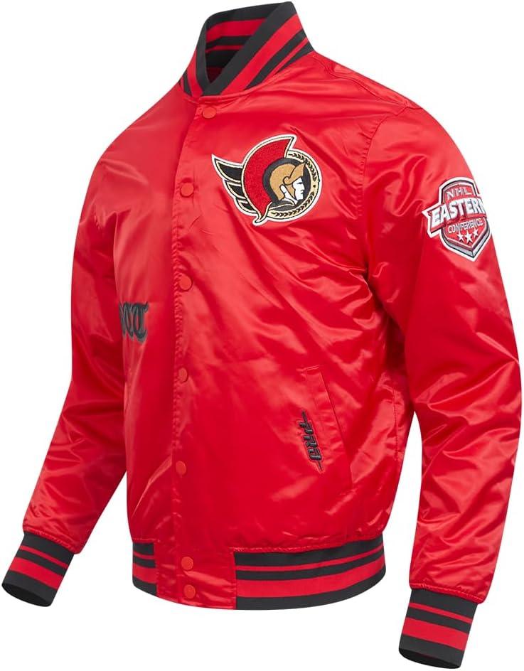 imagePro Standard Mens NHL Old English Satin JacketRedBlack