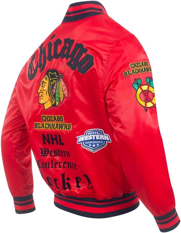 imagePro Standard Mens NHL Old English Satin JacketRedBlack