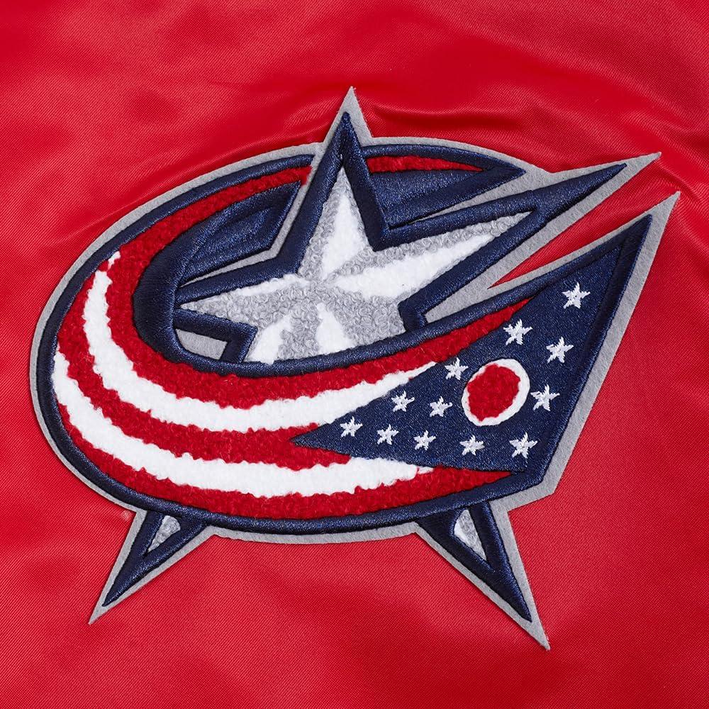 imagePro Standard Mens NHL Old English Satin JacketRedMidnight NavyRed