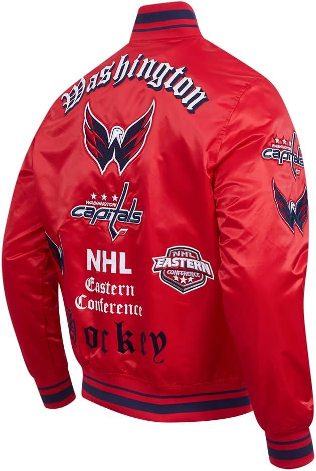 imagePro Standard Mens NHL Old English Satin JacketRedMidnight NavyRed