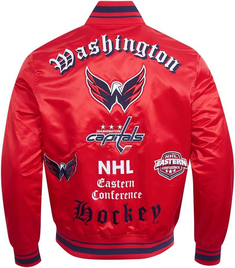 imagePro Standard Mens NHL Old English Satin JacketRedMidnight NavyRed