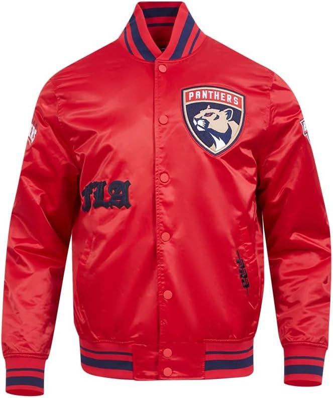 imagePro Standard Mens NHL Old English Satin JacketRedMidnight NavyRed
