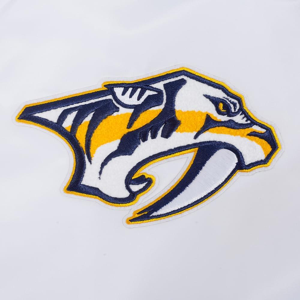 imagePro Standard Mens NHL Old English Satin JacketWhiteBlack