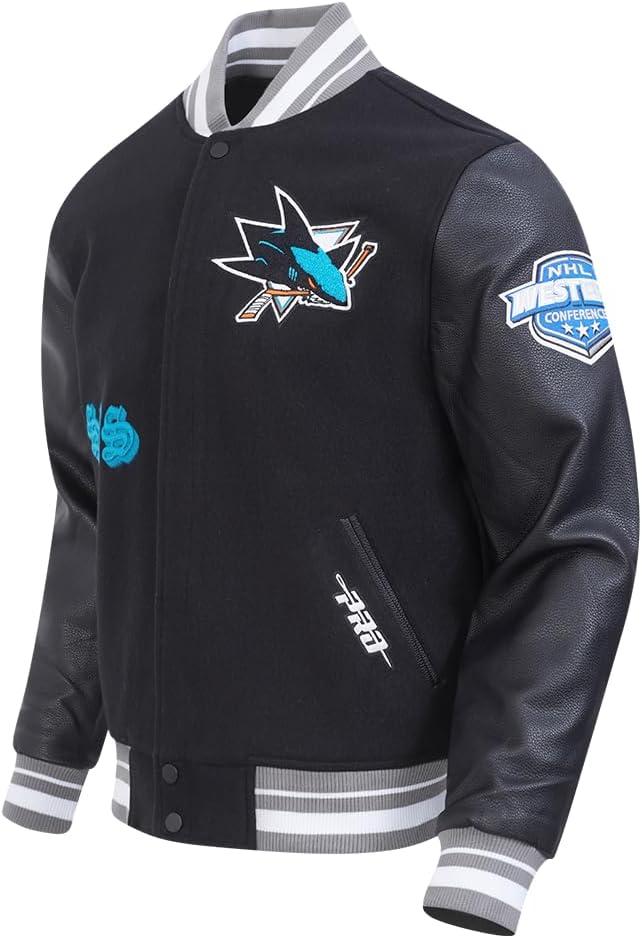 imagePro Standard Mens NHL Old English Varsity JacketBlackGray