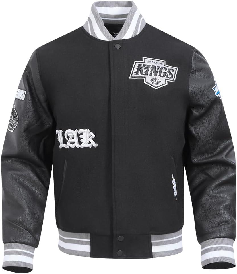 imagePro Standard Mens NHL Old English Varsity JacketBlackGray
