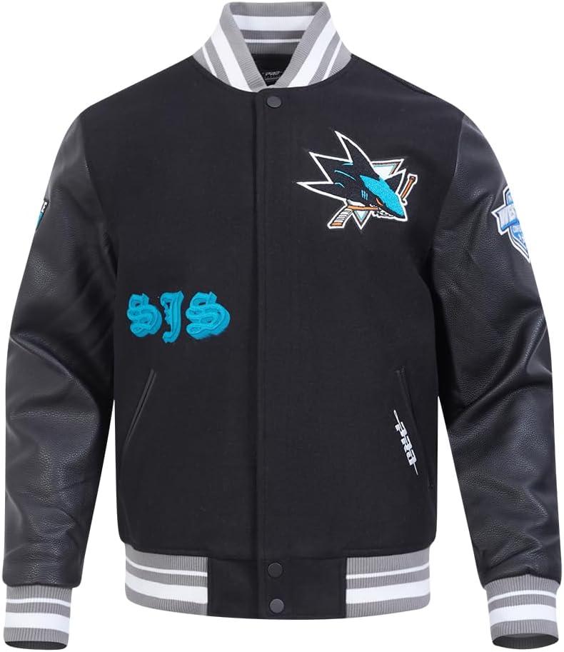 imagePro Standard Mens NHL Old English Varsity JacketBlackGray
