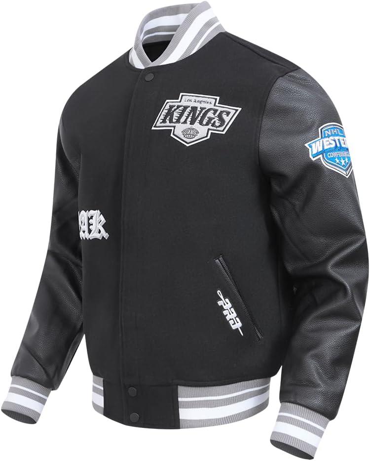 imagePro Standard Mens NHL Old English Varsity JacketBlackGray