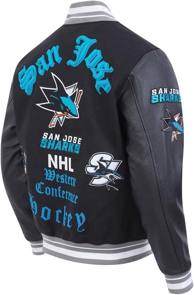 imagePro Standard Mens NHL Old English Varsity JacketBlackGray