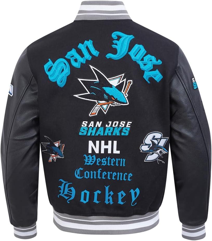 imagePro Standard Mens NHL Old English Varsity JacketBlackGray