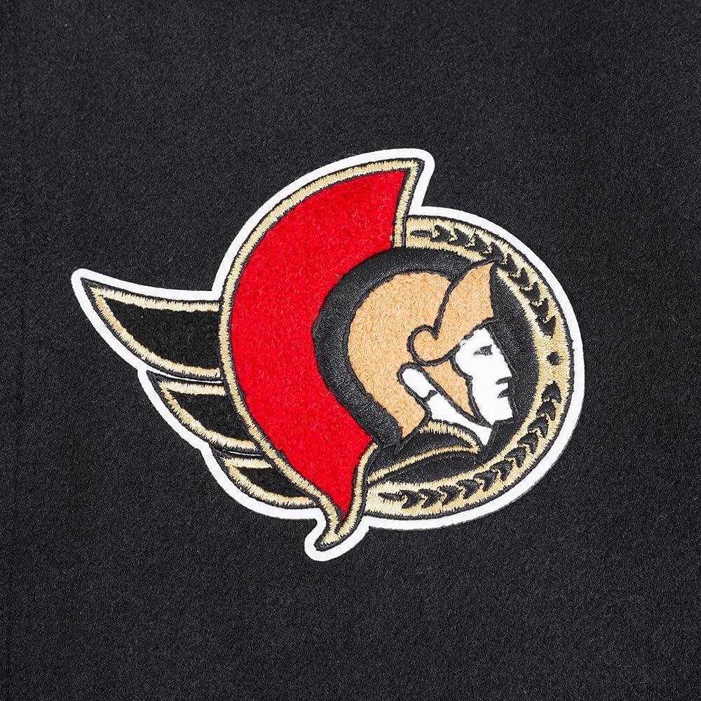 imagePro Standard Mens NHL Old English Varsity JacketBlackRedBlack