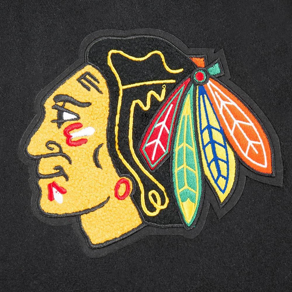 imagePro Standard Mens NHL Old English Varsity JacketBlackRedBlack