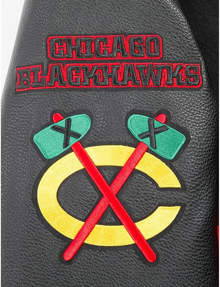imagePro Standard Mens NHL Old English Varsity JacketBlackRedBlack