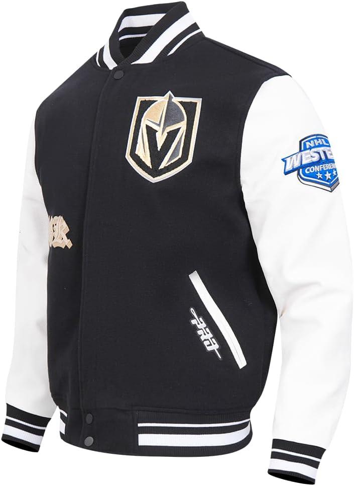 imagePro Standard Mens NHL Old English Varsity JacketBlackWhite