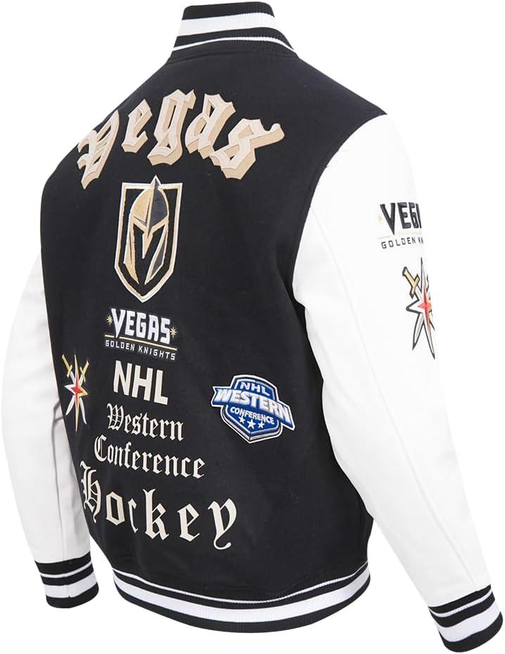 imagePro Standard Mens NHL Old English Varsity JacketBlackWhite