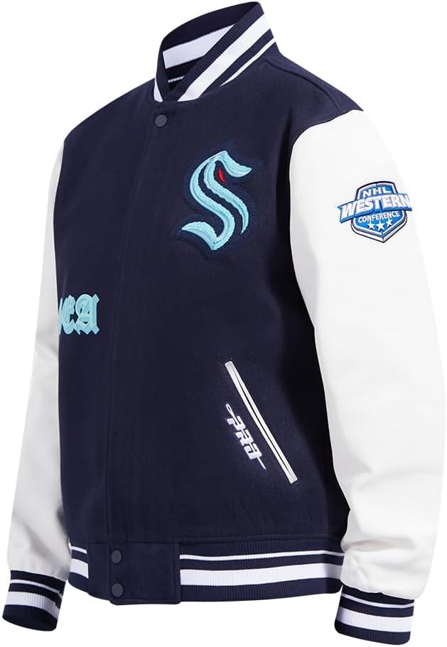 imagePro Standard Mens NHL Old English Varsity JacketMidnight NavyWhite