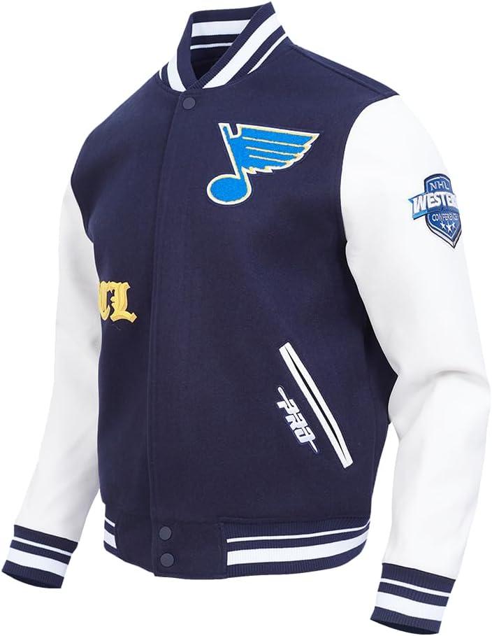 imagePro Standard Mens NHL Old English Varsity JacketMidnight NavyWhite