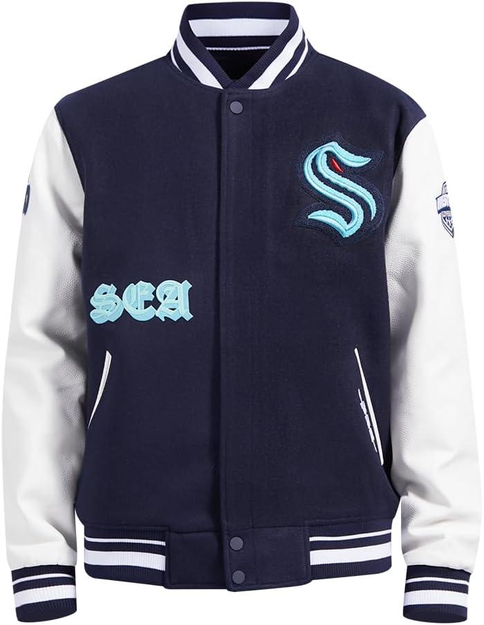 imagePro Standard Mens NHL Old English Varsity JacketMidnight NavyWhite