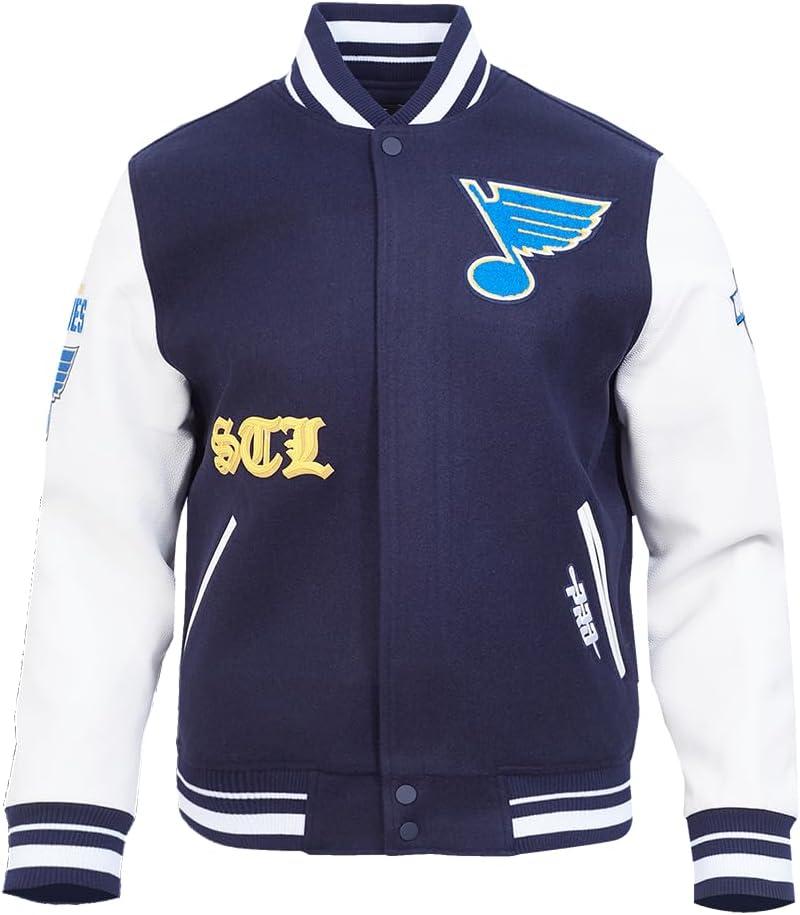 imagePro Standard Mens NHL Old English Varsity JacketMidnight NavyWhite