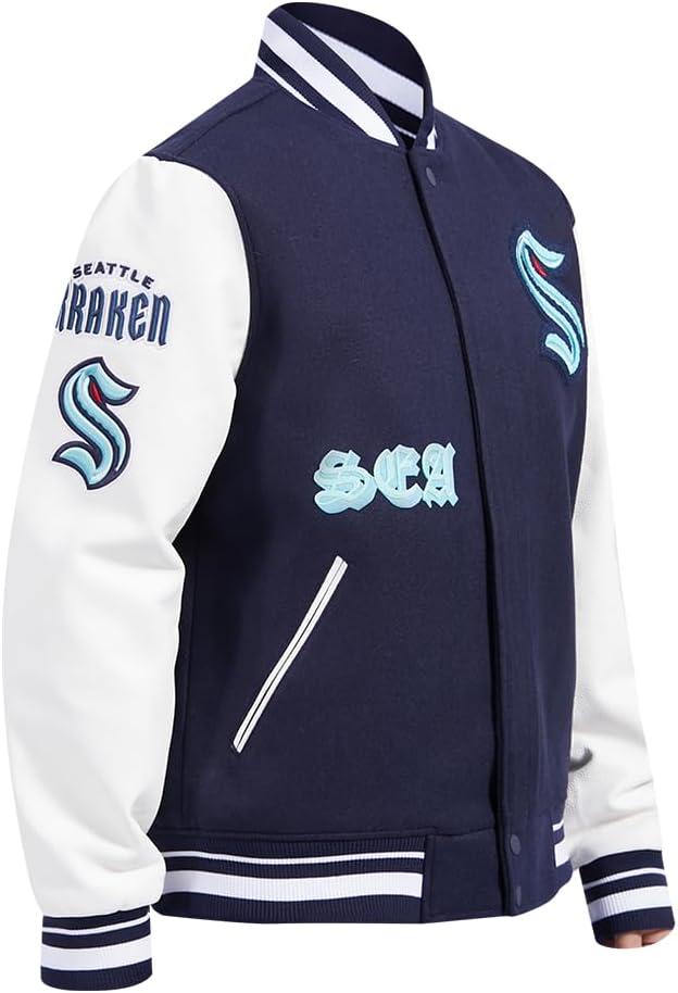 imagePro Standard Mens NHL Old English Varsity JacketMidnight NavyWhite