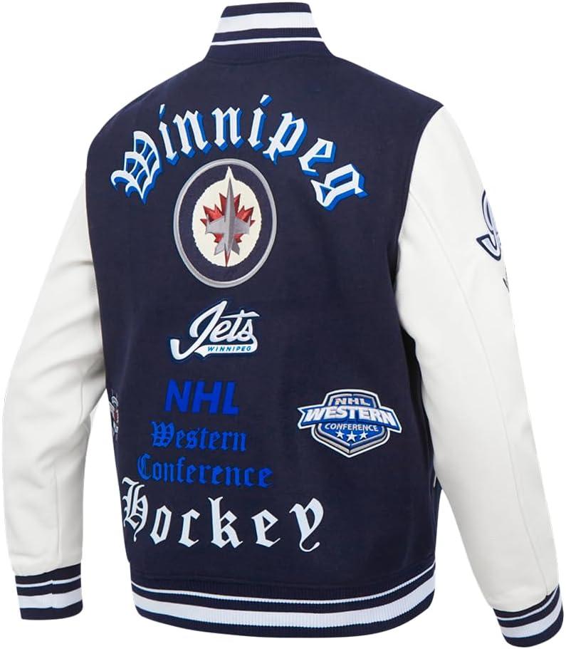 imagePro Standard Mens NHL Old English Varsity JacketMidnight NavyWhite