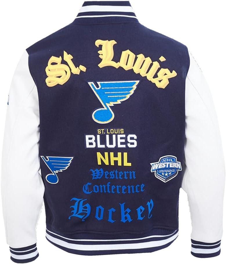 imagePro Standard Mens NHL Old English Varsity JacketMidnight NavyWhite