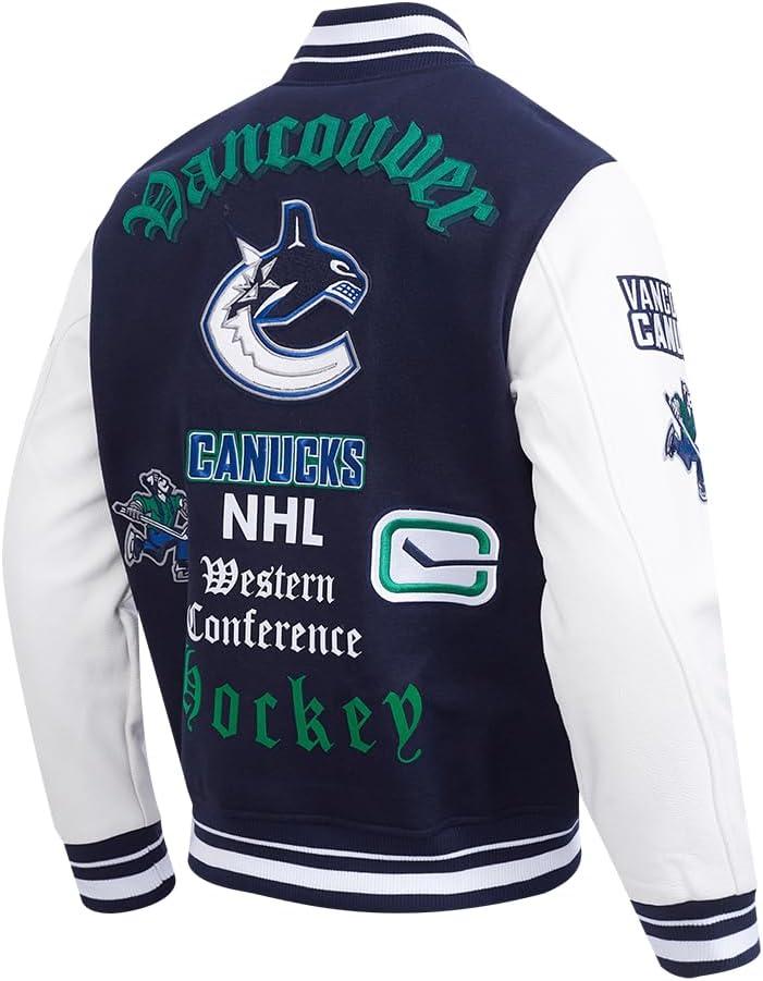 imagePro Standard Mens NHL Old English Varsity JacketMidnight NavyWhite