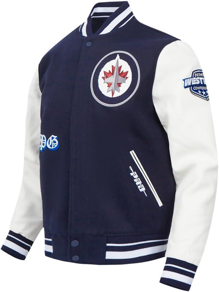 imagePro Standard Mens NHL Old English Varsity JacketMidnight NavyWhite