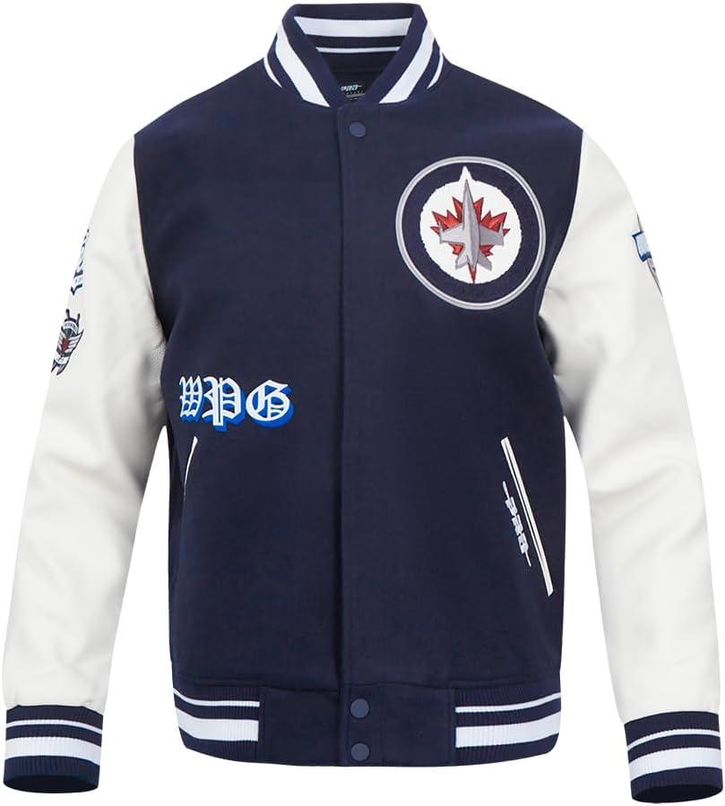 imagePro Standard Mens NHL Old English Varsity JacketMidnight NavyWhite