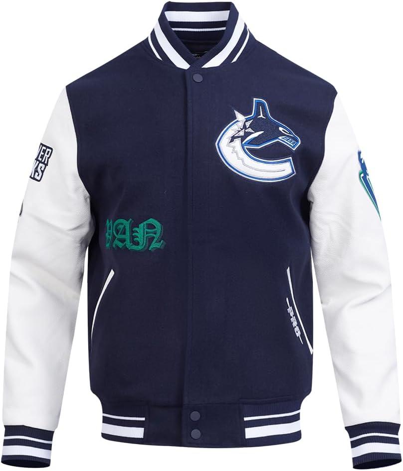 imagePro Standard Mens NHL Old English Varsity JacketMidnight NavyWhite