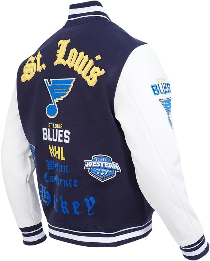 imagePro Standard Mens NHL Old English Varsity JacketMidnight NavyWhite