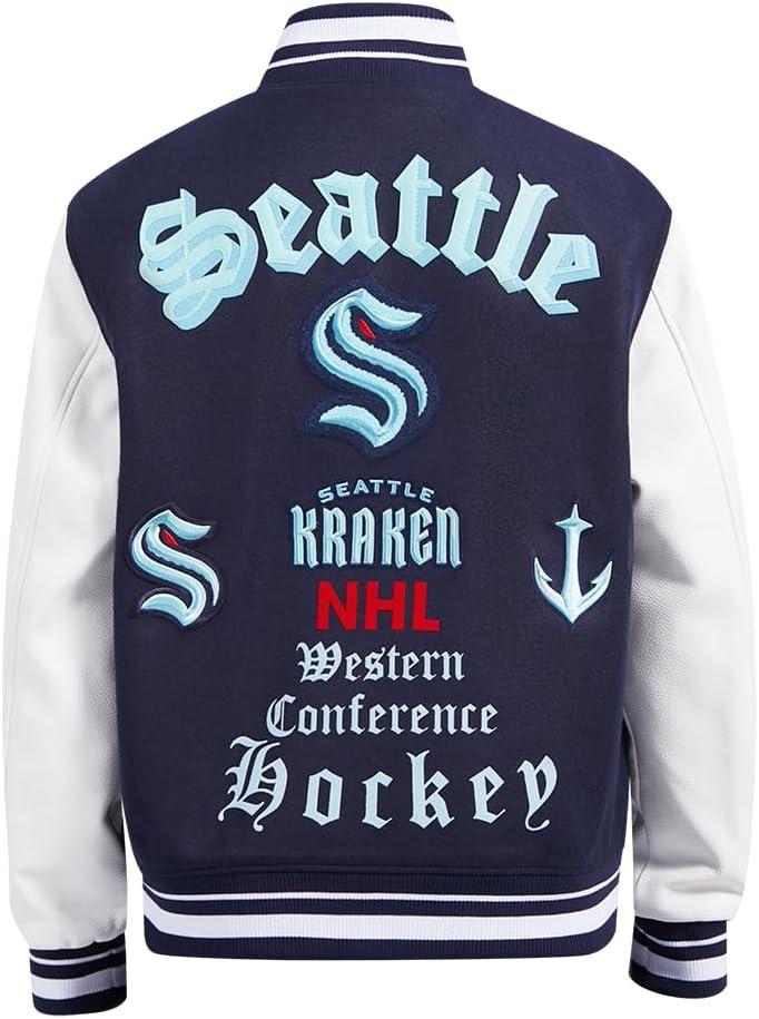 imagePro Standard Mens NHL Old English Varsity JacketMidnight NavyWhite