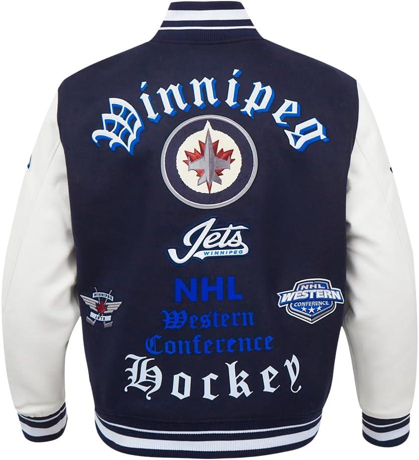 imagePro Standard Mens NHL Old English Varsity JacketMidnight NavyWhite