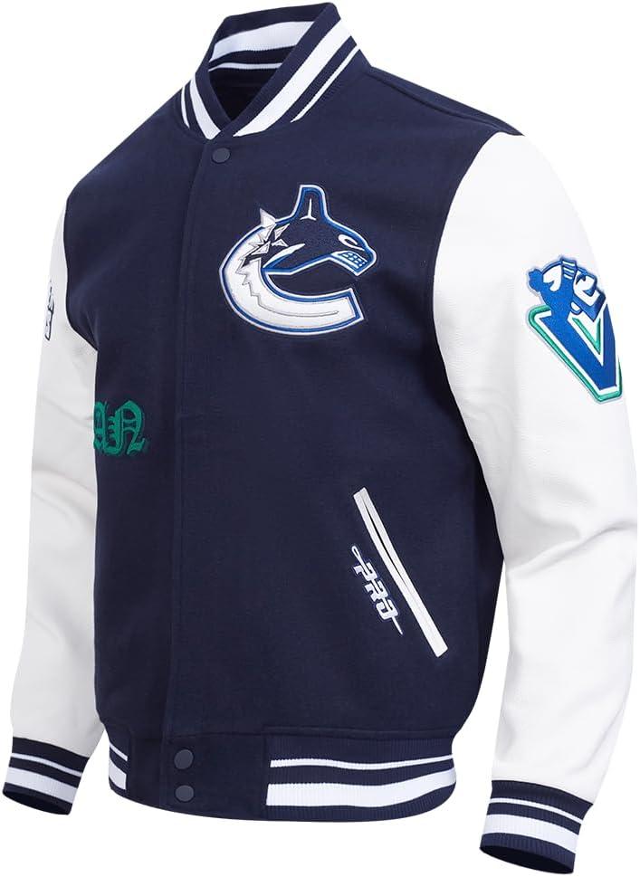 imagePro Standard Mens NHL Old English Varsity JacketMidnight NavyWhite