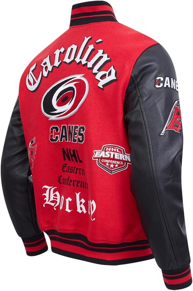 imagePro Standard Mens NHL Old English Varsity JacketRedBlack