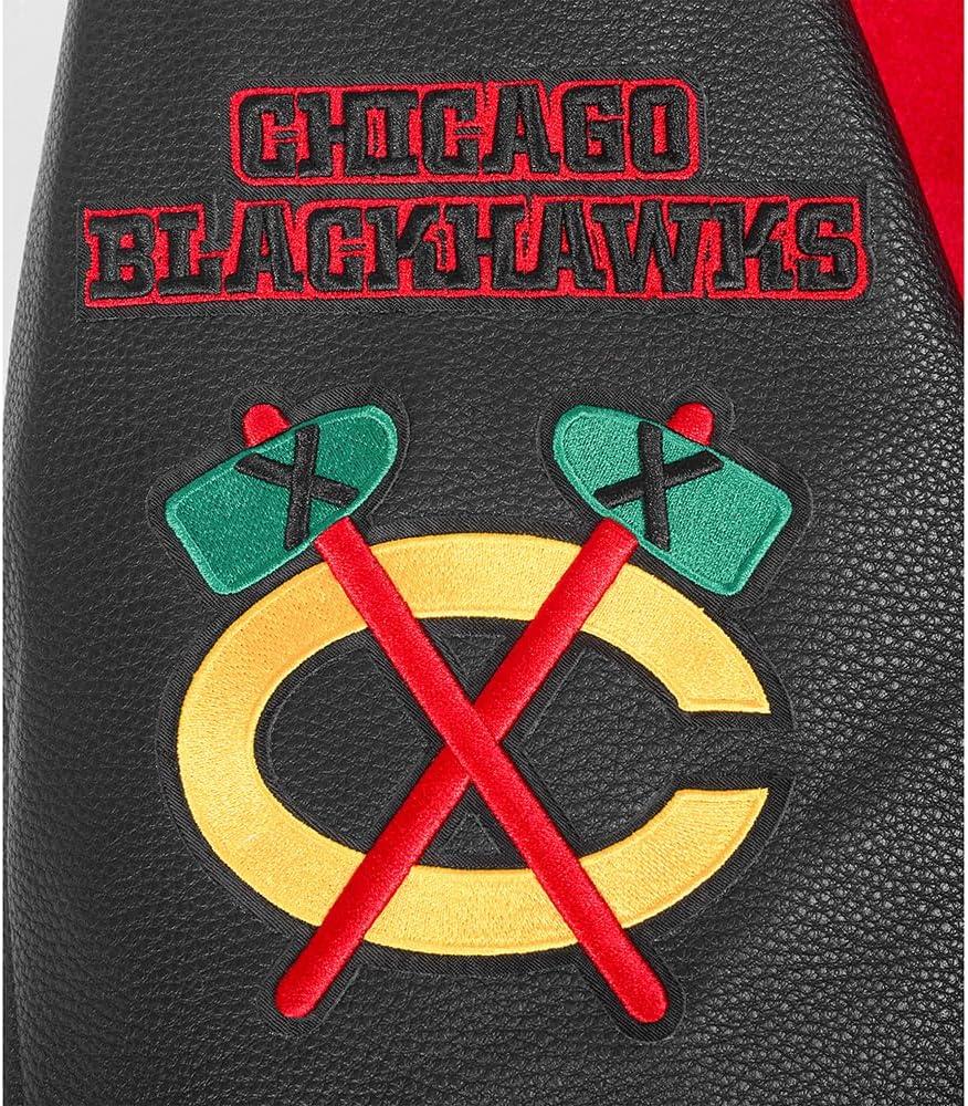 imagePro Standard Mens NHL Old English Varsity JacketRedBlack