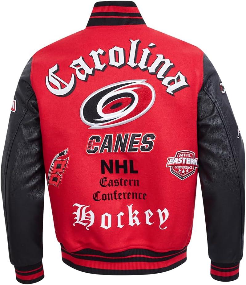 imagePro Standard Mens NHL Old English Varsity JacketRedBlack