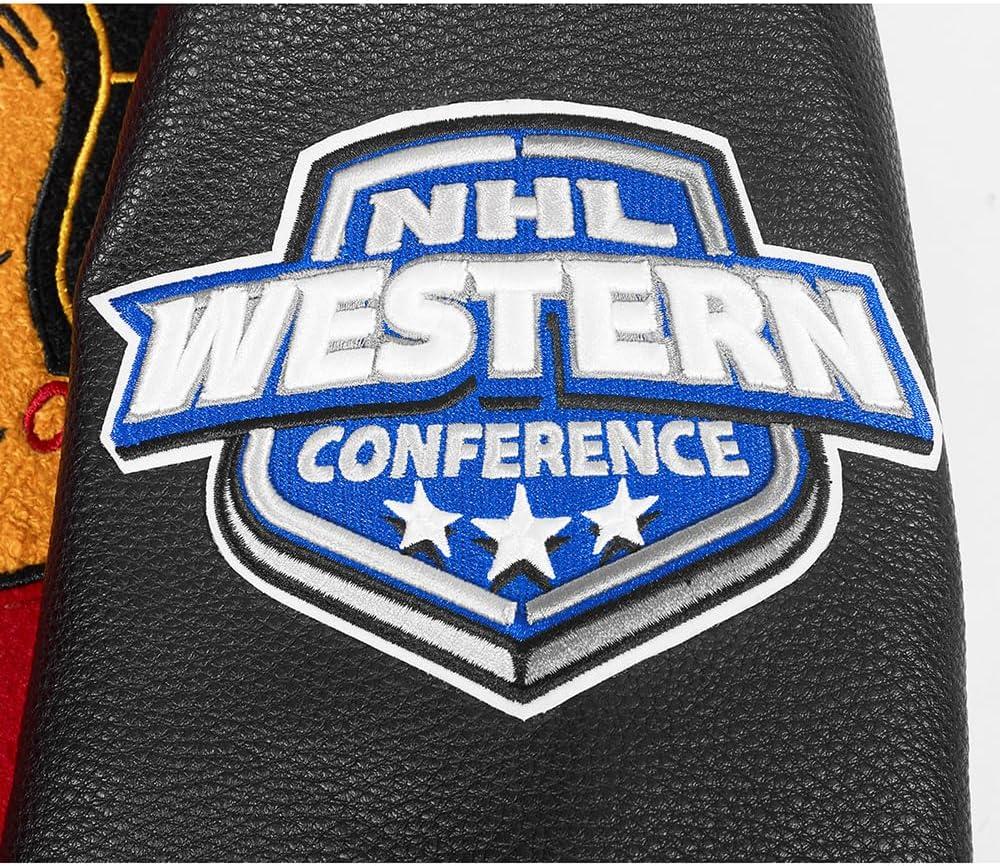 imagePro Standard Mens NHL Old English Varsity JacketRedBlack