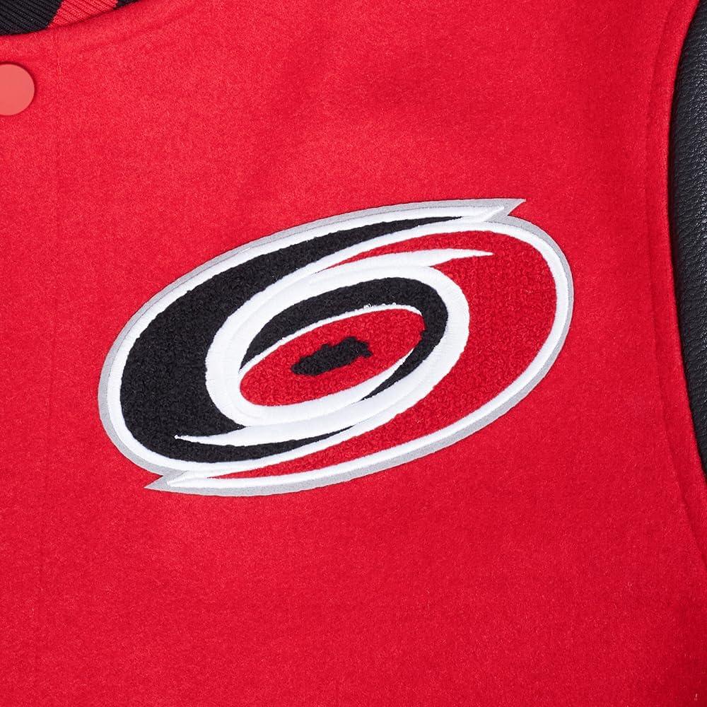 imagePro Standard Mens NHL Old English Varsity JacketRedBlack