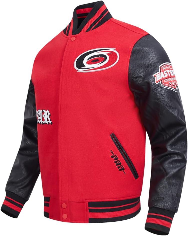 imagePro Standard Mens NHL Old English Varsity JacketRedBlack