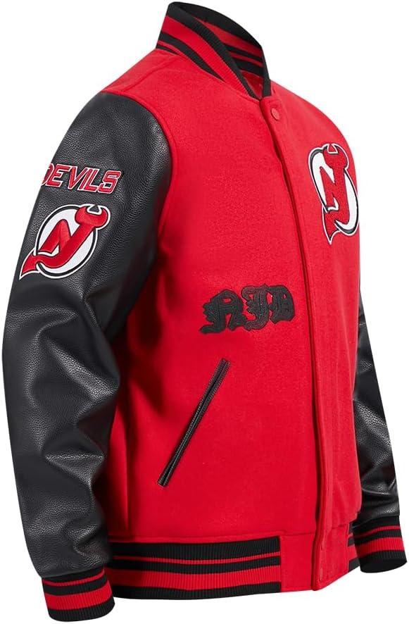 imagePro Standard Mens NHL Old English Varsity JacketRedBlack