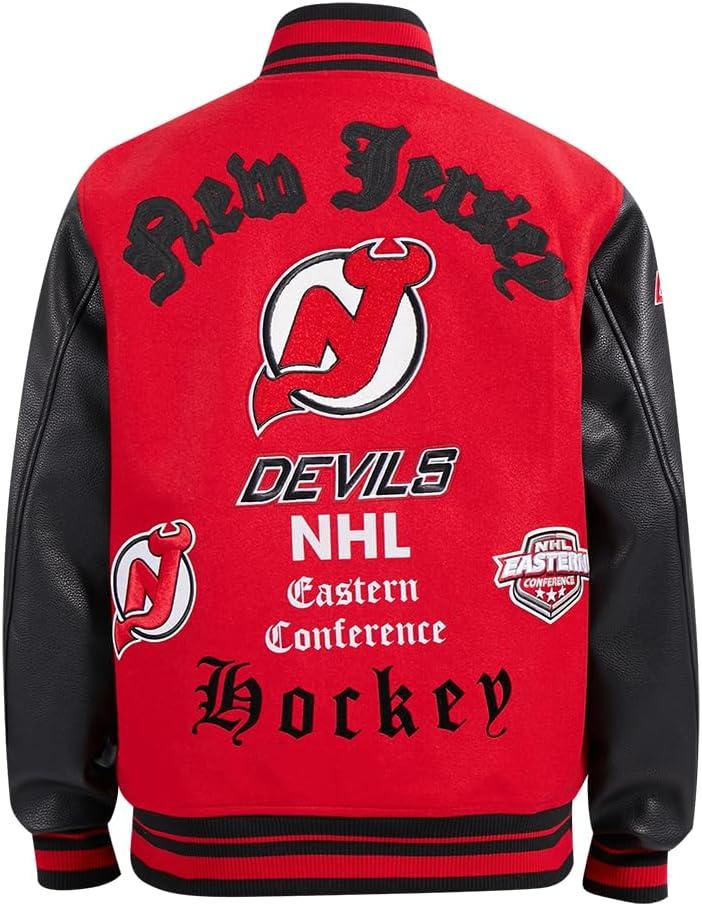 imagePro Standard Mens NHL Old English Varsity JacketRedBlack