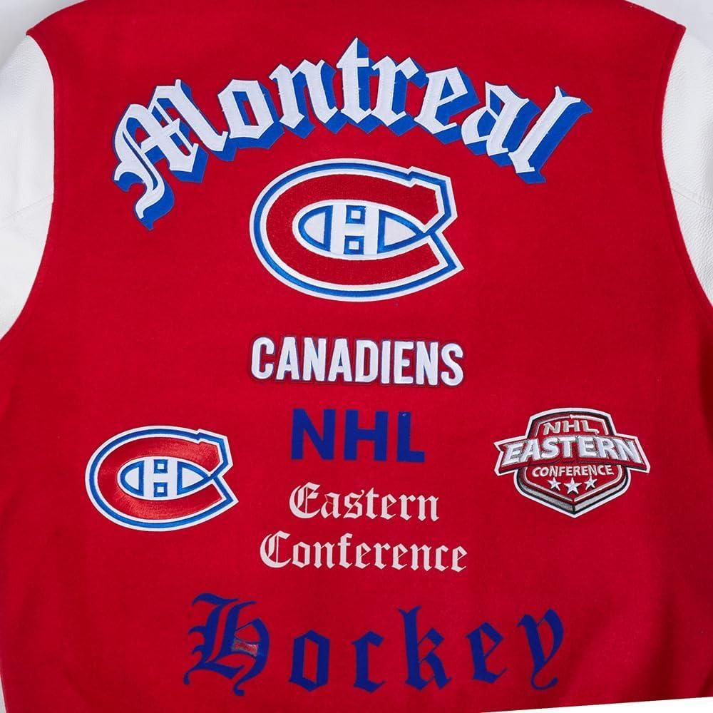 imagePro Standard Mens NHL Old English Varsity JacketRedWhite