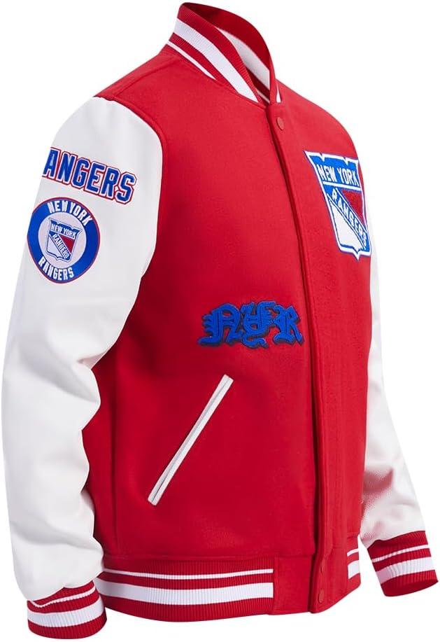 imagePro Standard Mens NHL Old English Varsity JacketRedWhite
