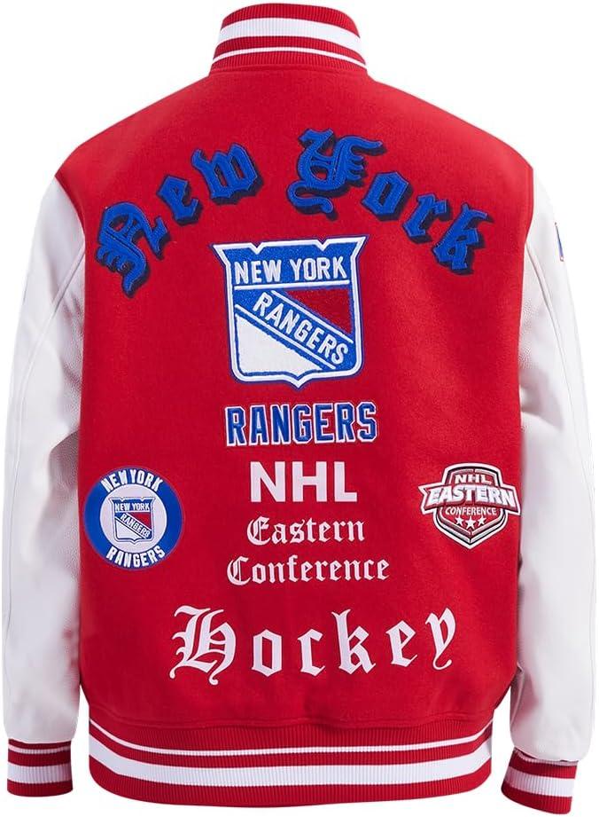 imagePro Standard Mens NHL Old English Varsity JacketRedWhite