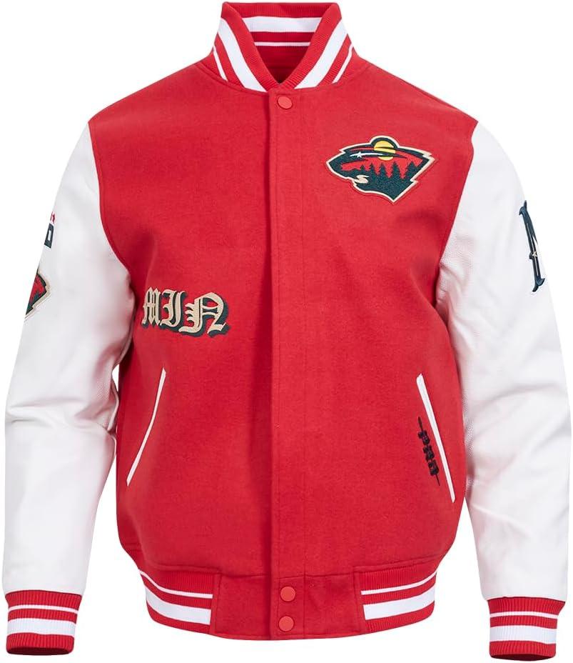 imagePro Standard Mens NHL Old English Varsity JacketRedWhite